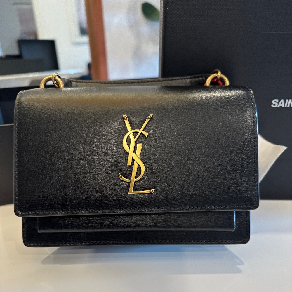 Saint Laurent Sunset YSL Monogram Wallet on Chain